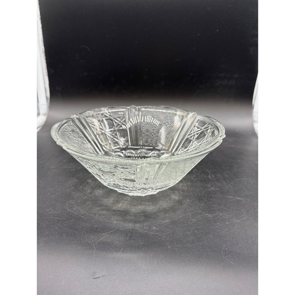 Other - Vintage Indonesia Pressed Glass Bowl With Daisy Cane Button Pattern